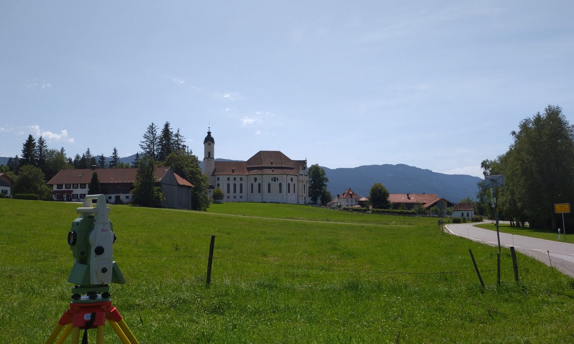 Total station for land surveying services in scenic setting