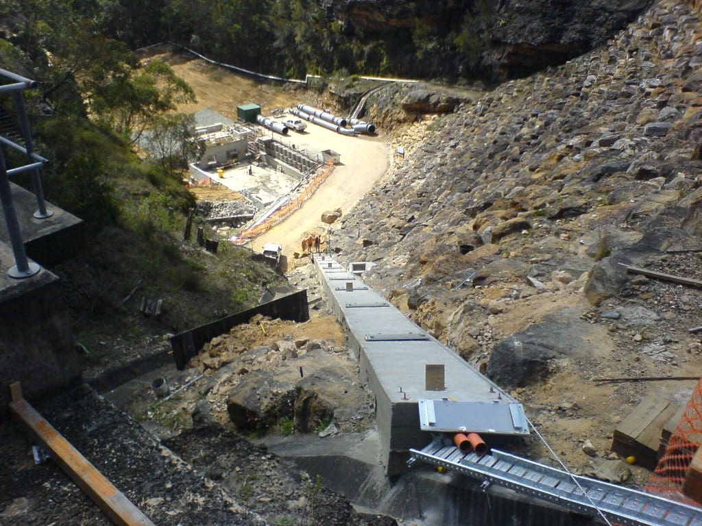 Survey services for Avon Dam discharge structure construction Sydney