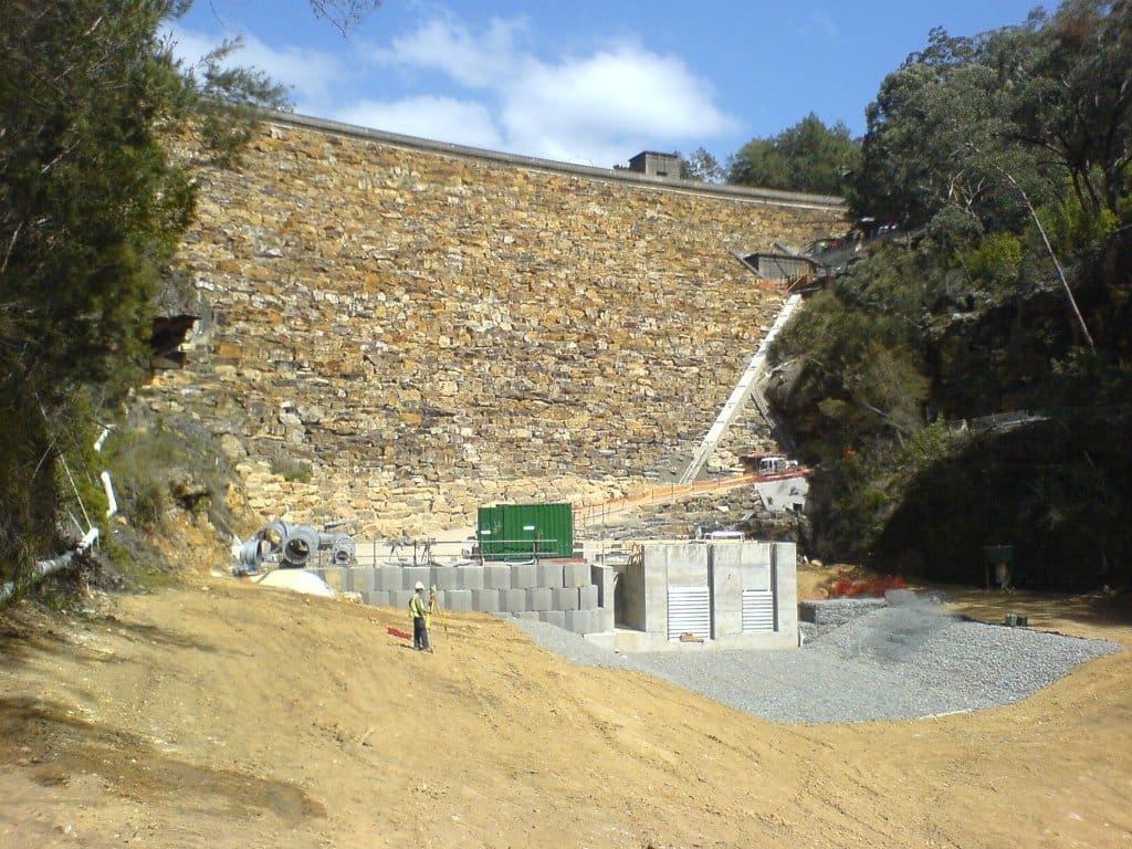 Avon Dam construction survey services wide view Sydney
