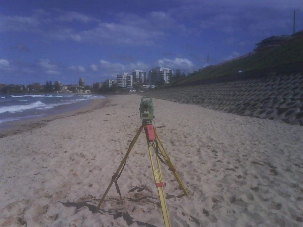 Total station survey on Cronulla Beach Sydney surveying services