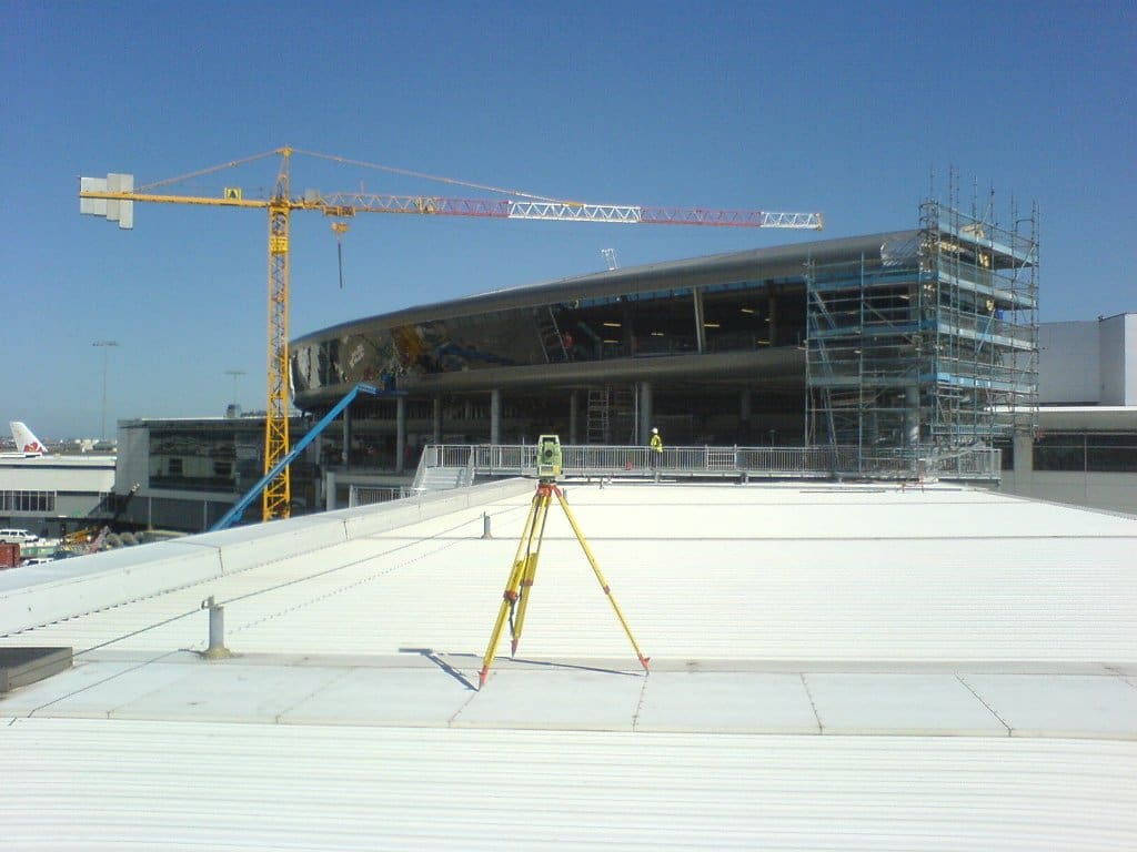 Construction survey on airport rooftop Sydney surveying services